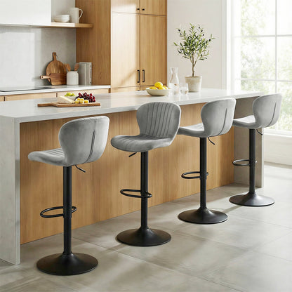 Adjustable Counter Height Chairs Set of 4 with Velvet Upholstered Backrests - Tampa Home & Garden Store