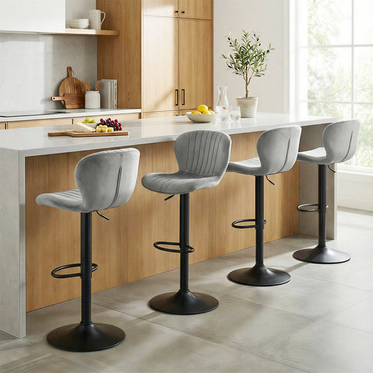Adjustable Counter Height Chairs Set of 4 with Velvet Upholstered Backrests - Tampa Home & Garden Store