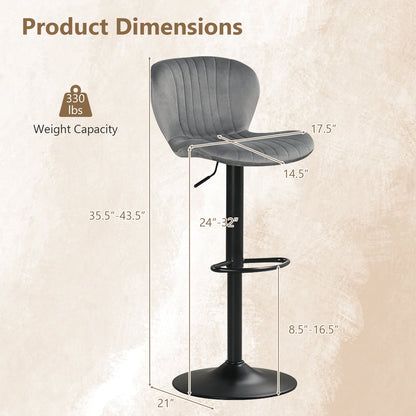 Adjustable Counter Height Chairs Set of 4 with Velvet Upholstered Backrests - Tampa Home & Garden Store