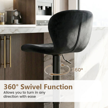 Adjustable Counter Height Chairs Set of 4 with Velvet Upholstered Backrests - Tampa Home & Garden Store