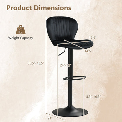 Adjustable Counter Height Chairs Set of 4 with Velvet Upholstered Backrests - Tampa Home & Garden Store
