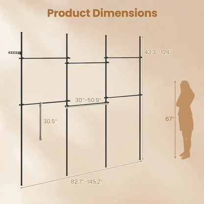 Floor to Ceiling Clothes Rack with 6 Adjustable Hanging Rods
