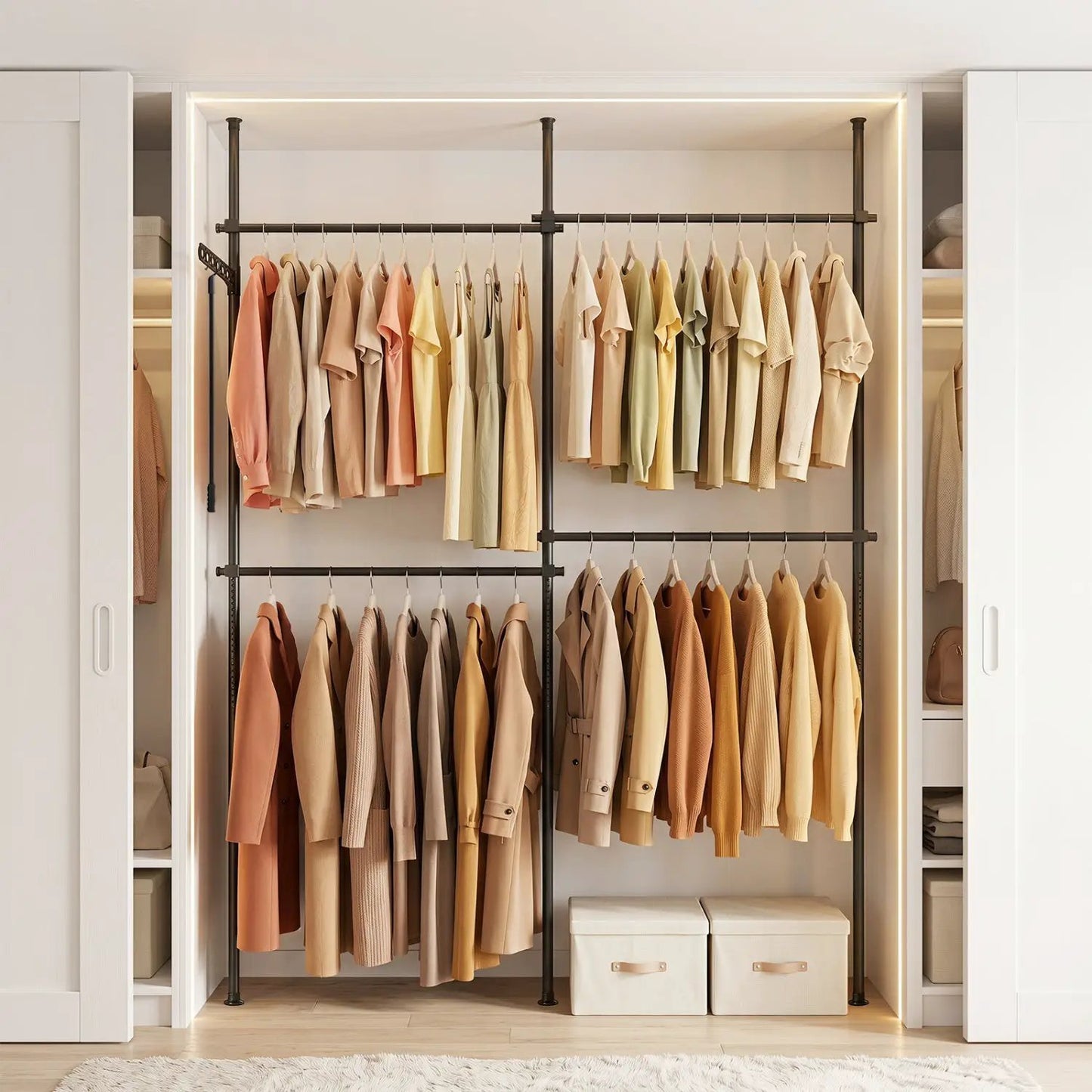 Floor to Ceiling Clothes Rack with 4 Rods