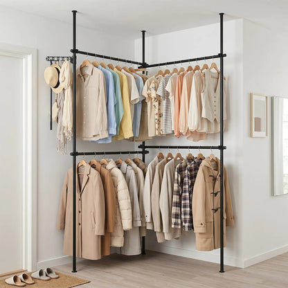 Floor to Ceiling Clothes Rack with 4 Rods
