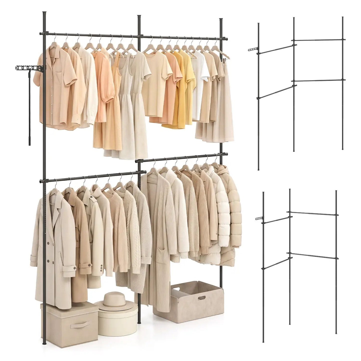 Floor to Ceiling Clothes Rack with 4 Rods