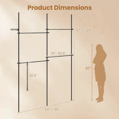 Floor to Ceiling Clothes Rack with 4 Rods