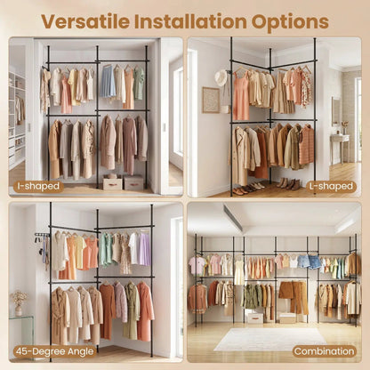 Floor to Ceiling Clothes Rack with 4 Rods