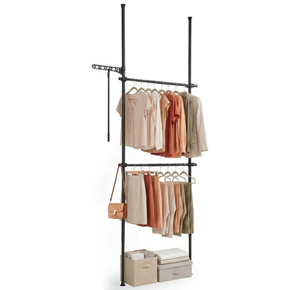 Floor to Ceiling Clothes Rack with 2 Rods