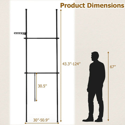 Floor to Ceiling Clothes Rack with 2 Rods