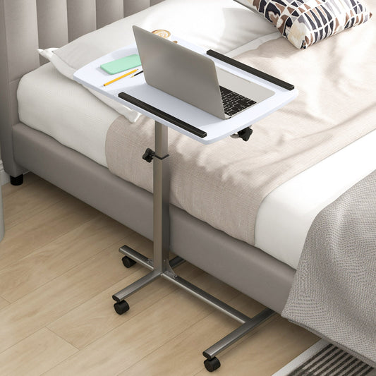Adjustable Angle Height Rolling Laptop Table-White - Tampa Home & Garden Store