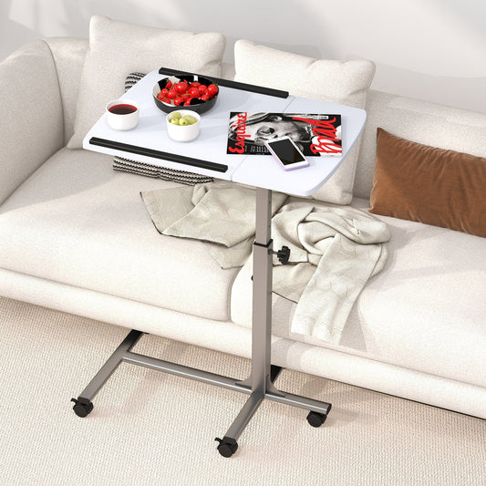 Adjustable Angle Height Rolling Laptop Table-White - Tampa Home & Garden Store