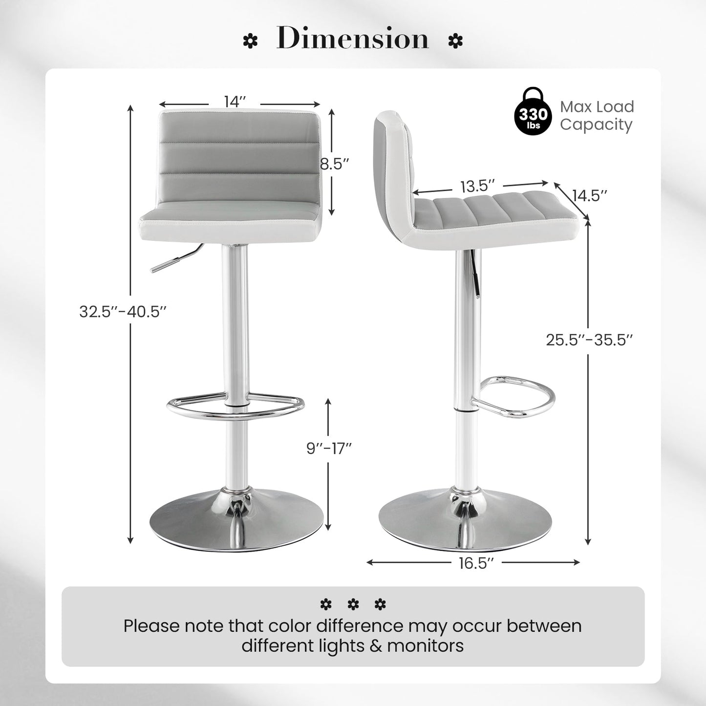 Juego de 2 taburetes de bar de altura ajustable con cuero sintético