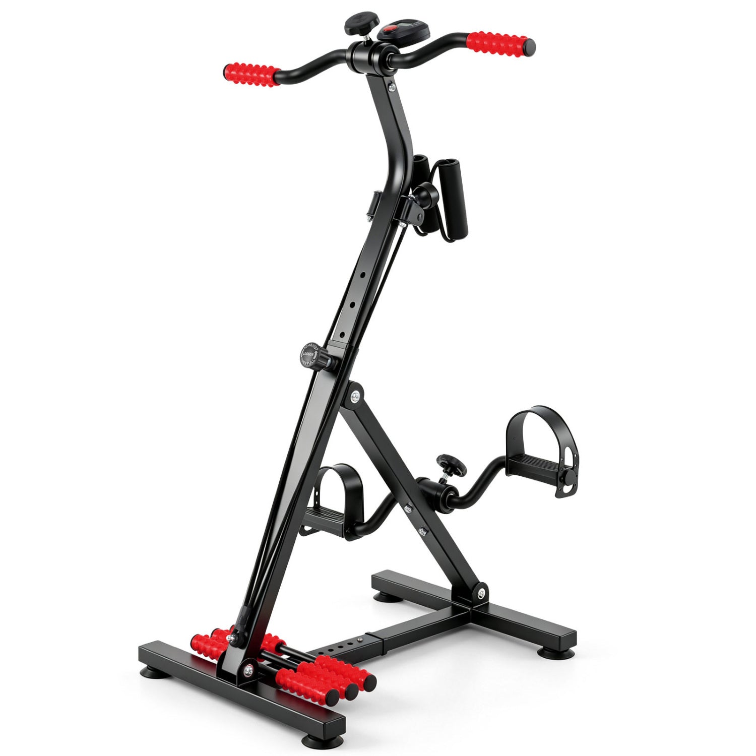 Adjustable Pedal Exercise Bike DirectDeals with LCD monitor, black frame and red pedals on Tampa Home & Garden Store