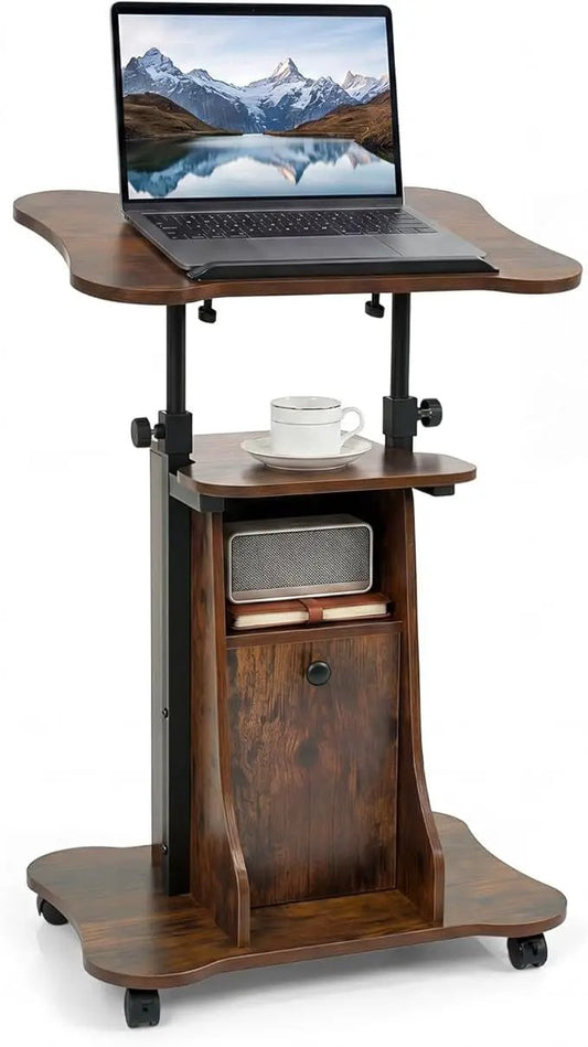 Adjustable Mobile Standing Desk Cart with Tilt Desktop by DirectDeals on Tampa Home & Garden Store