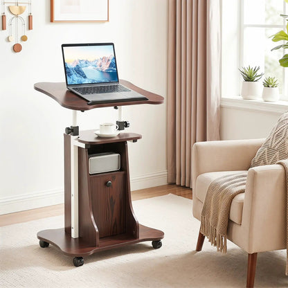 Adjustable Mobile Standing Desk Cart Tilt Desktop