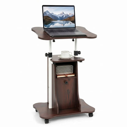 Adjustable Mobile Standing Desk Cart Tilt Desktop