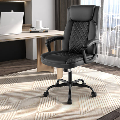Sillón ejecutivo ergonómico con respaldo alto y reposacabezas acolchado grueso - Negro