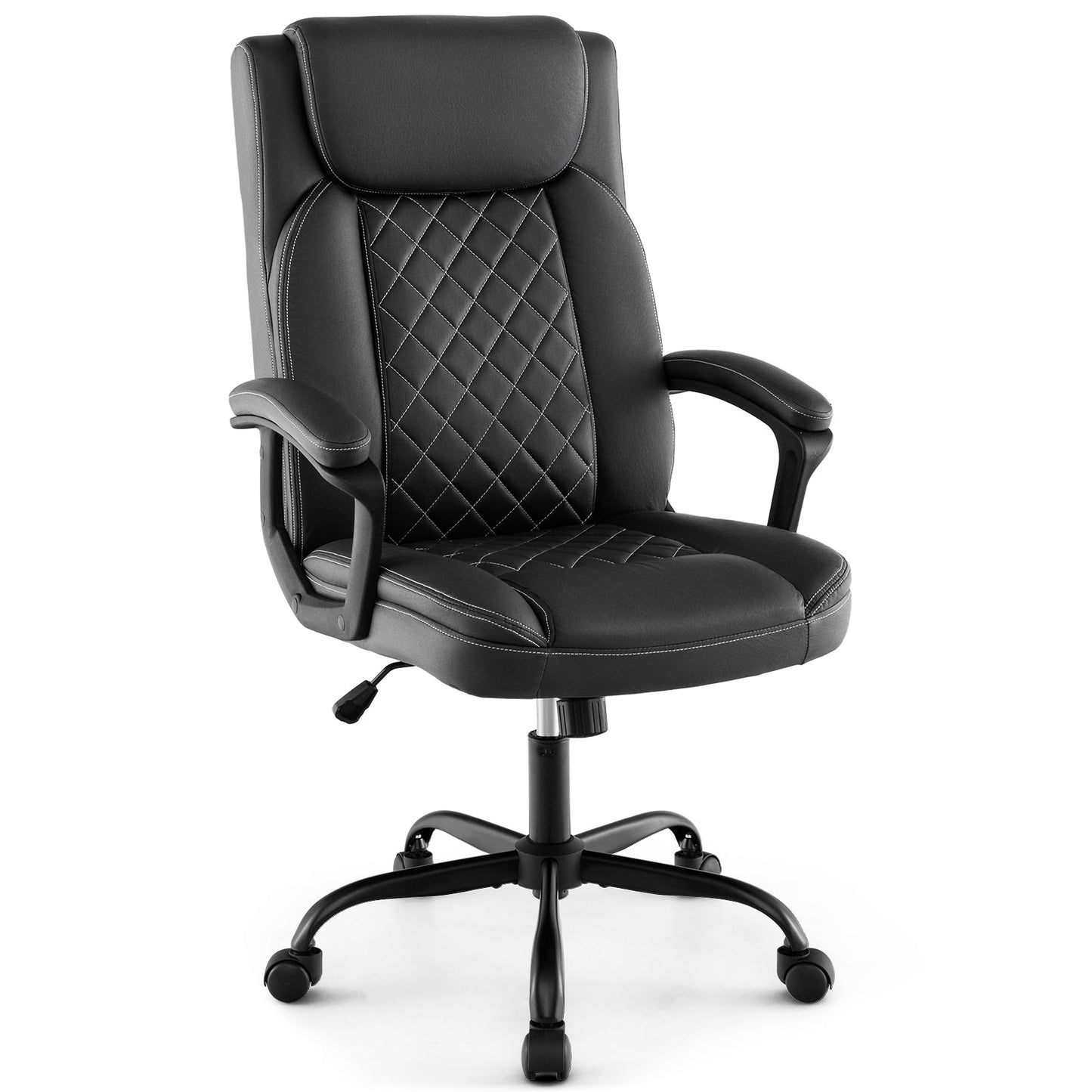 Sillón ejecutivo ergonómico con respaldo alto y reposacabezas acolchado grueso - Negro