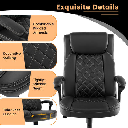 Sillón ejecutivo ergonómico con respaldo alto y reposacabezas acolchado grueso - Negro