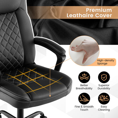 Sillón ejecutivo ergonómico con respaldo alto y reposacabezas acolchado grueso - Negro