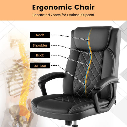 Sillón ejecutivo ergonómico con respaldo alto y reposacabezas acolchado grueso - Negro
