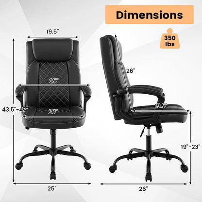 Sillón ejecutivo ergonómico con respaldo alto y reposacabezas acolchado grueso - Negro