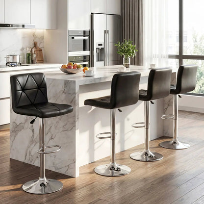 Adjustable Swivel Barstools Set of 2 with Back