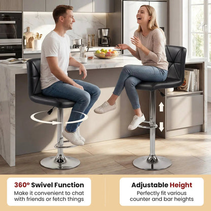 Adjustable Swivel Barstools Set of 2 with Back