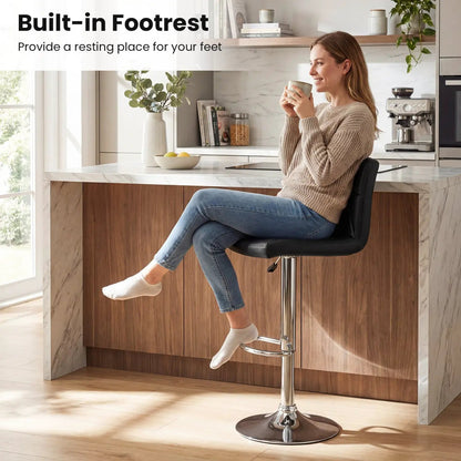 Adjustable Swivel Barstools Set of 2 with Back