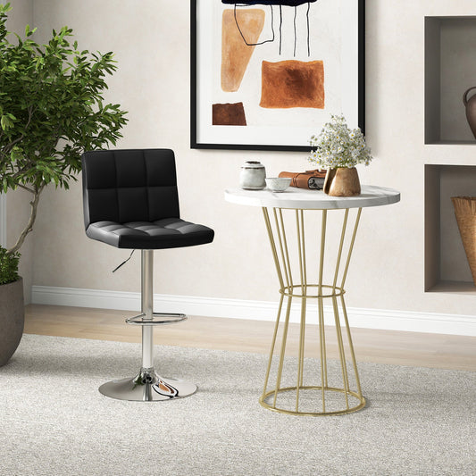 Adjustable Swivel Bar Stool with PU Leather-Black - Tampa Home & Garden Store