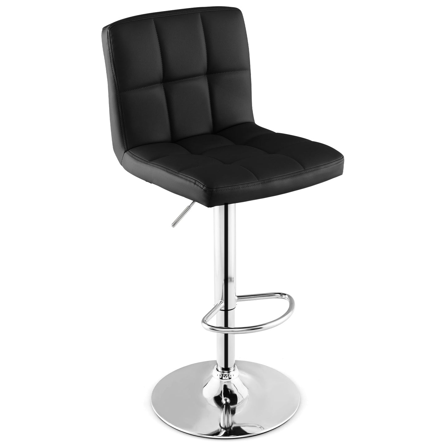 Taburete de bar giratorio ajustable con cuero sintético - Negro