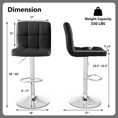 Taburete de bar giratorio ajustable con cuero sintético - Negro