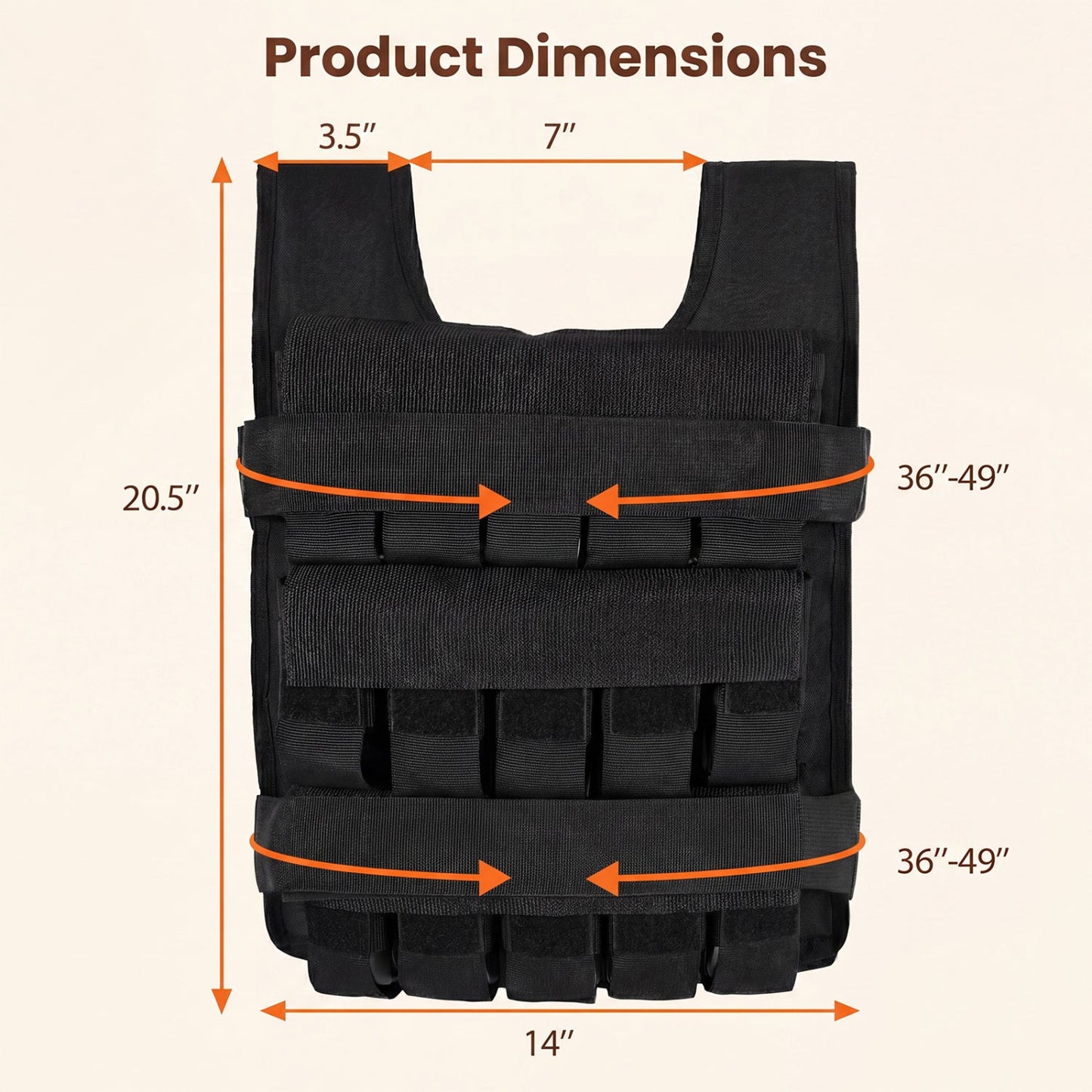 Weighted vest DirectDeals adjustable with removable iron weights, black nylon on Tampa Home & Garden Store
