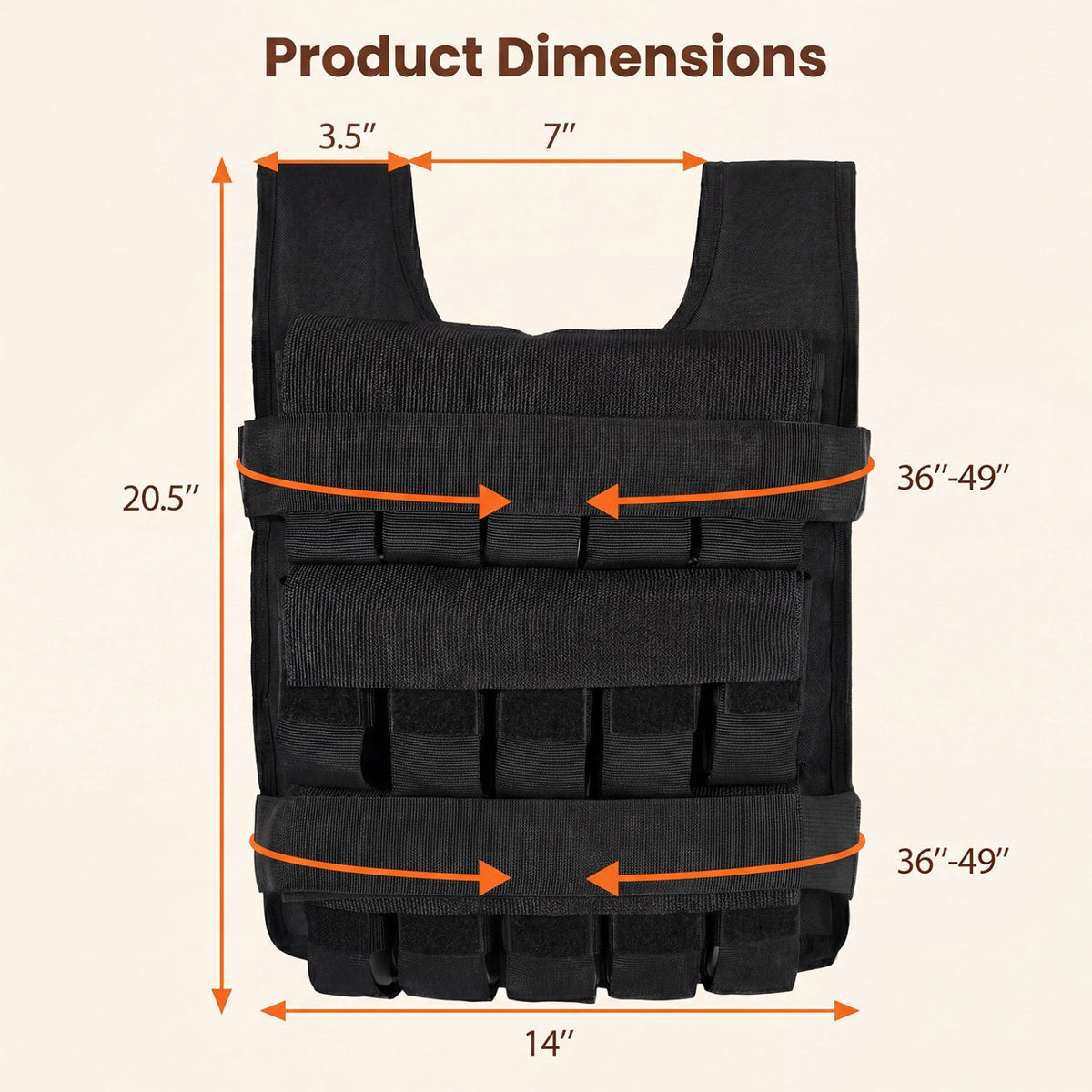 Weighted vest DirectDeals adjustable with removable iron weights, black nylon on Tampa Home & Garden Store