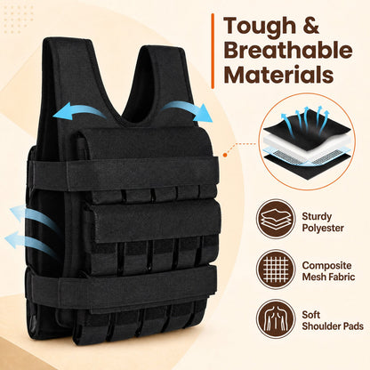 DirectDeals weighted vest with removable iron weights, black, sturdy polyester fabric on Tampa Home & Garden Store