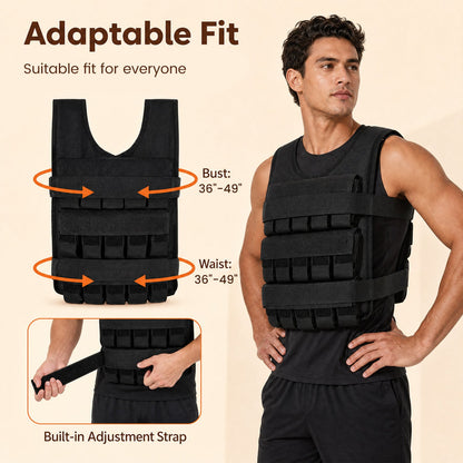 Weighted vest with removable weights, black DirectDeals, adjustable bust/waist 36–49 on Tampa Home & Garden Store