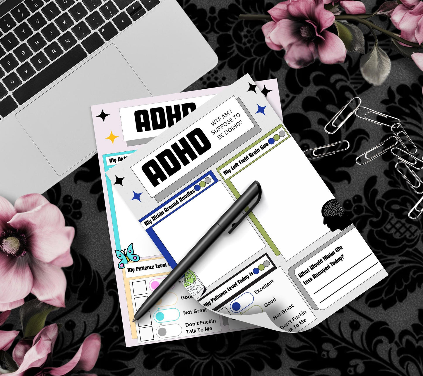 Adult ADHD Humor Notepad, Sarcastic & Sassy, Perfect Gift for Adults Coping with ADHD, Coworkers and Friends - Tampa Home & Garden Store