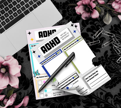 Adult ADHD Humor Notepad, Sarcastic & Sassy, Perfect Gift for Adults Coping with ADHD, Coworkers and Friends - Tampa Home & Garden Store