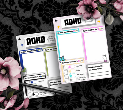 Adult ADHD Humor Notepad, Sarcastic & Sassy, Perfect Gift for Adults Coping with ADHD, Coworkers and Friends - Tampa Home & Garden Store