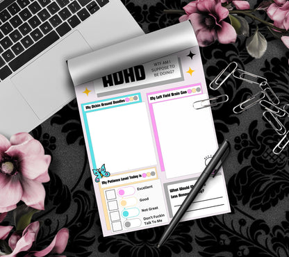 Adult ADHD Humor Notepad, Sarcastic & Sassy, Perfect Gift for Adults Coping with ADHD, Coworkers and Friends - Tampa Home & Garden Store