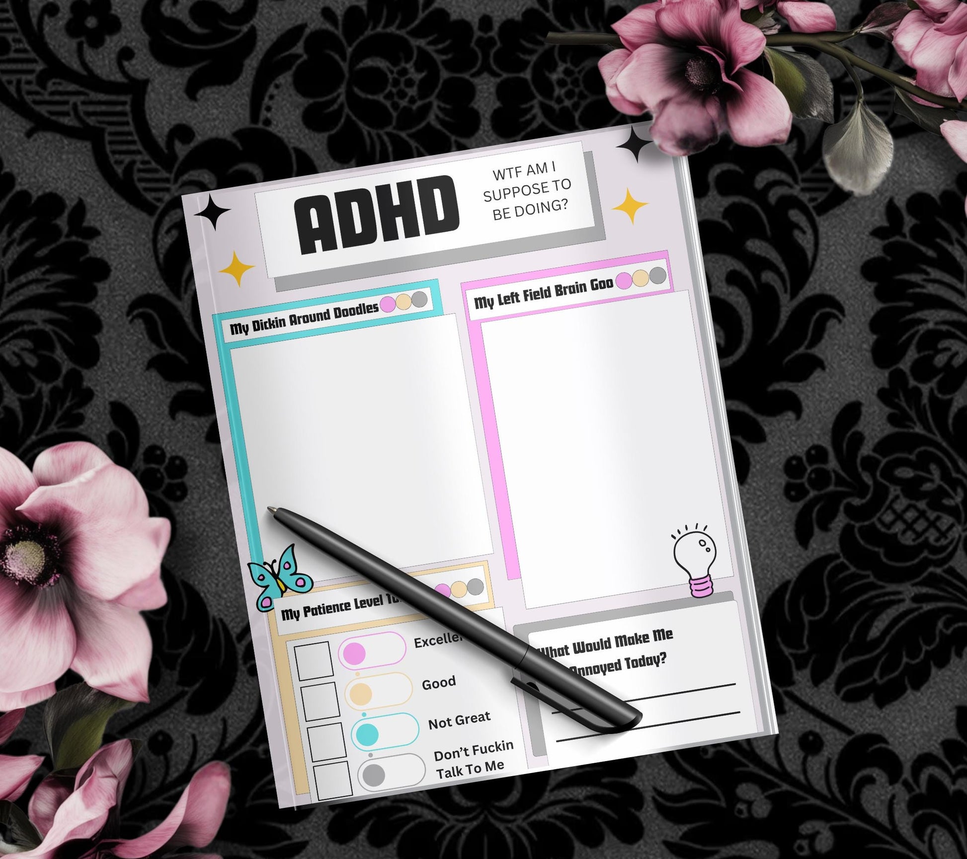 Adult ADHD Humor Notepad, Sarcastic & Sassy, Perfect Gift for Adults Coping with ADHD, Coworkers and Friends - Tampa Home & Garden Store