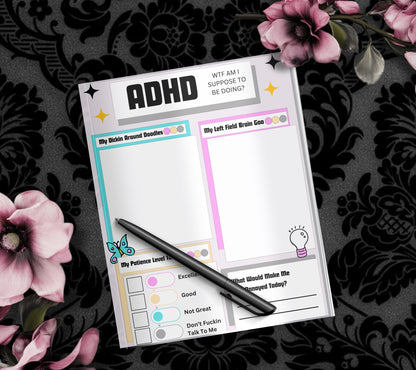 Adult ADHD Humor Notepad, Sarcastic & Sassy, Perfect Gift for Adults Coping with ADHD, Coworkers and Friends - Tampa Home & Garden Store