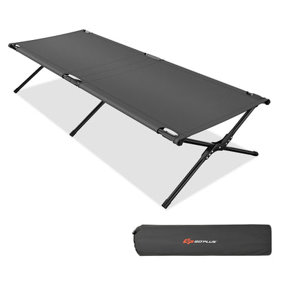 Adults Kids Folding Camping Cot in gray fabric with black frame and GoPlus logo carry bag on Tampa Home & Garden Store