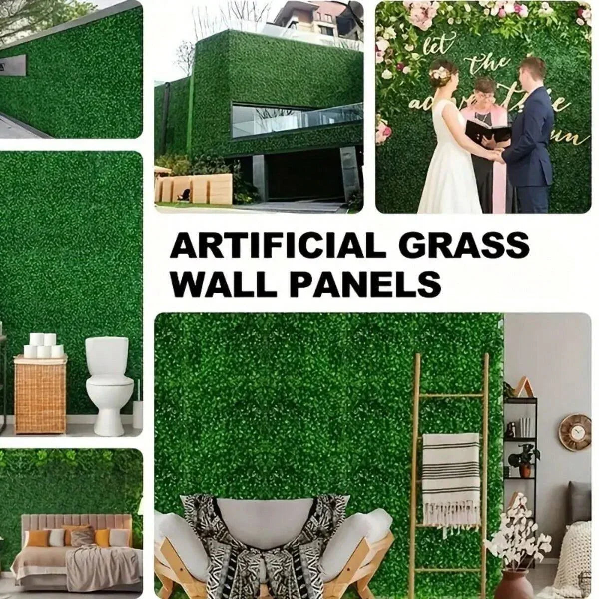 Perfecsy 10pcs artificial grass wall panels green boxwood backdrop for interior decor on Tampa Home & Garden Store