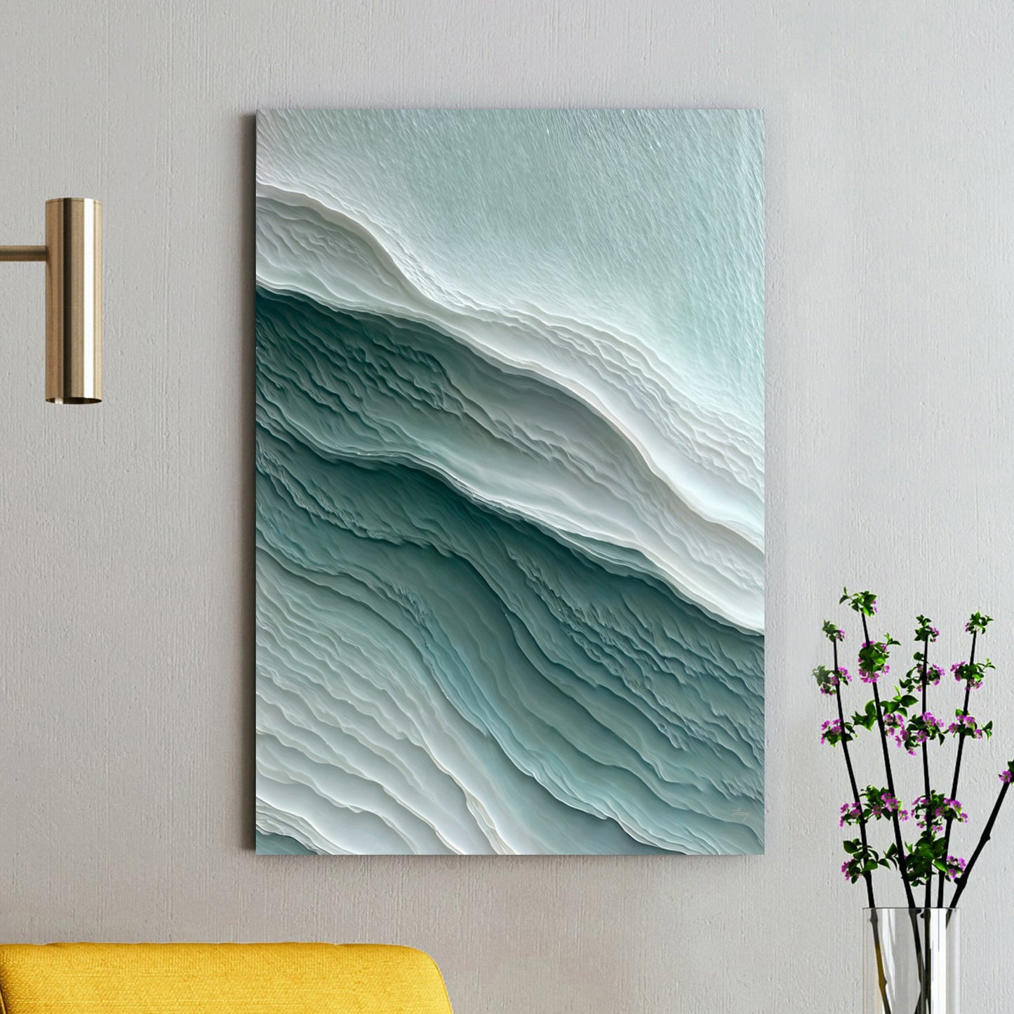 Canvas print Aegean Layers by Tailored Canvases, teal and white ocean waves on canvas on Tampa Home & Garden Store
