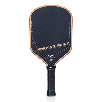 Warping Point Aether Pickleball Paddle Hybrid with dark carbon face and tan edge, black grip on Tampa Home & Garden Store