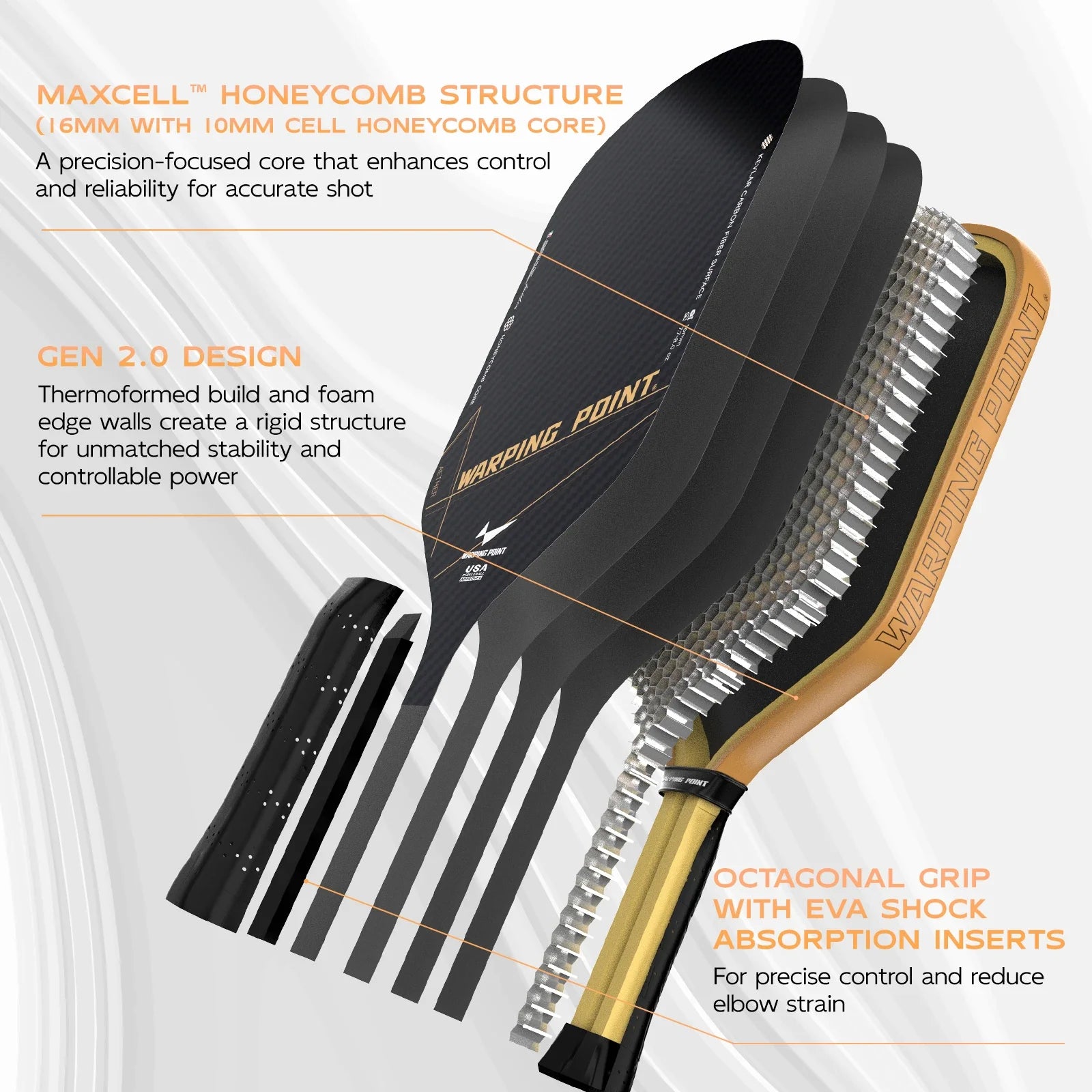 Aether Pickleball Paddle Hybrid Warping Point with Maxcell core and Gen2 octagonal EVA grip on Tampa Home & Garden Store