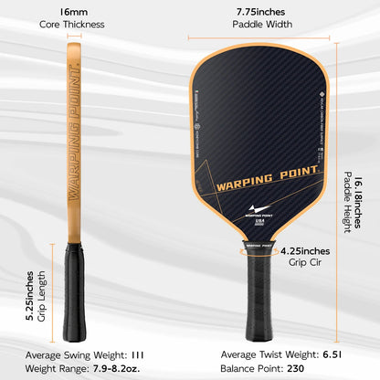 Aether Pickleball Paddle Hybrid by Warping Point with black carbon fiber surface and orange edge on Tampa Home & Garden Store