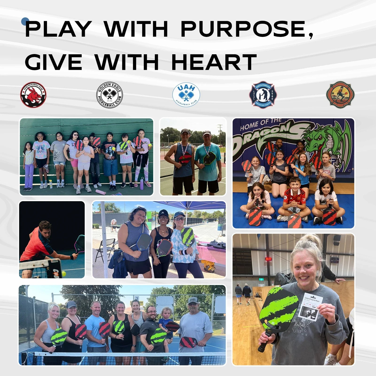 Aether Pickleball Paddle Hybrid collage with Warping Point branding and group player photos on Tampa Home & Garden Store