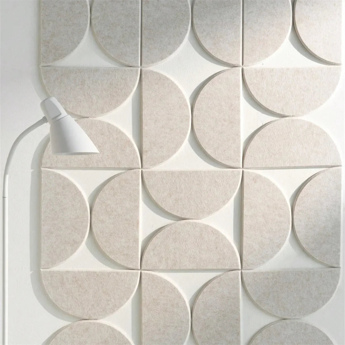 12pc felt wall panel kit with semicircular self-adhesive tiles in cream beige by Perfecsy on Tampa Home & Garden Store